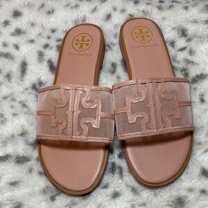 Tory Burch Blush Pink Mesh Slide Sandals